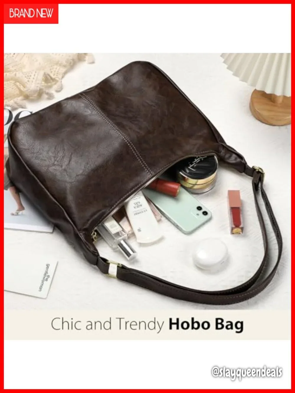 Soft PU Leather Hobo Bag with Adjustable Strap - Slouchy Shoulder Purse for